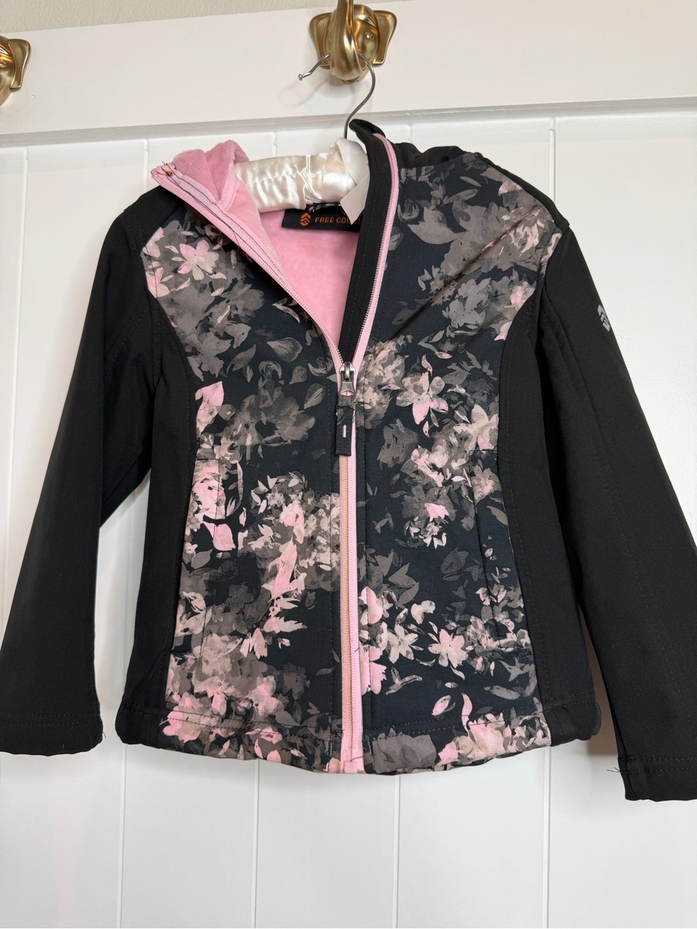 Free Country Pink and Black Floral Raincoat